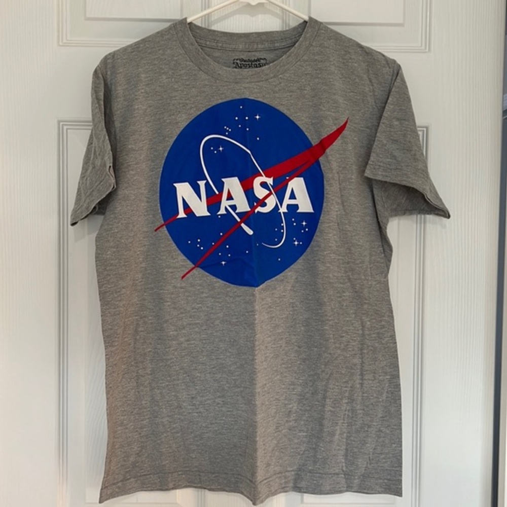 Apostasy mens gray teeshirt with NASA logo